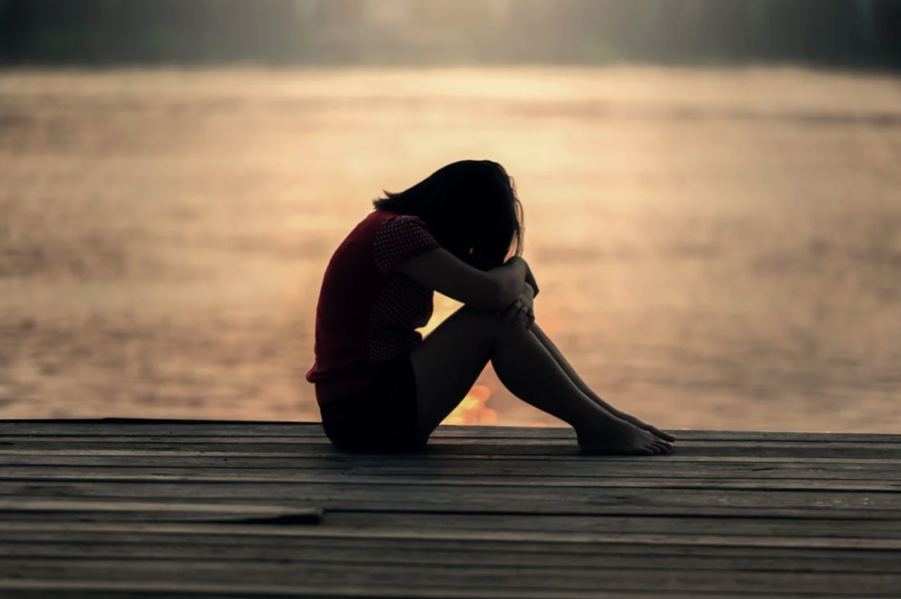 a woman in pain