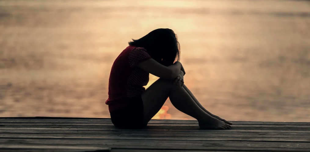 a woman in pain