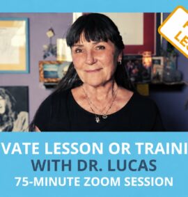 Private Zoom mentoring with Dr. Martha Lucas, 75-minute session, shown with her portrait.