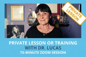 Private Zoom mentoring with Dr. Martha Lucas, 75-minute session, shown with her portrait.